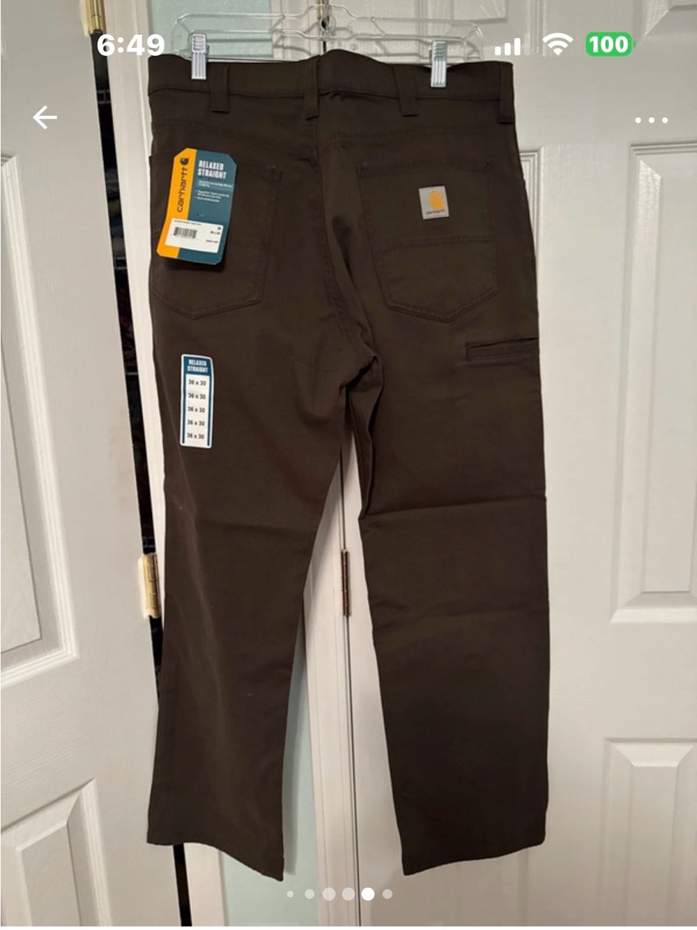 Carhartt Men’s Dark Brown Cargo Work Pants